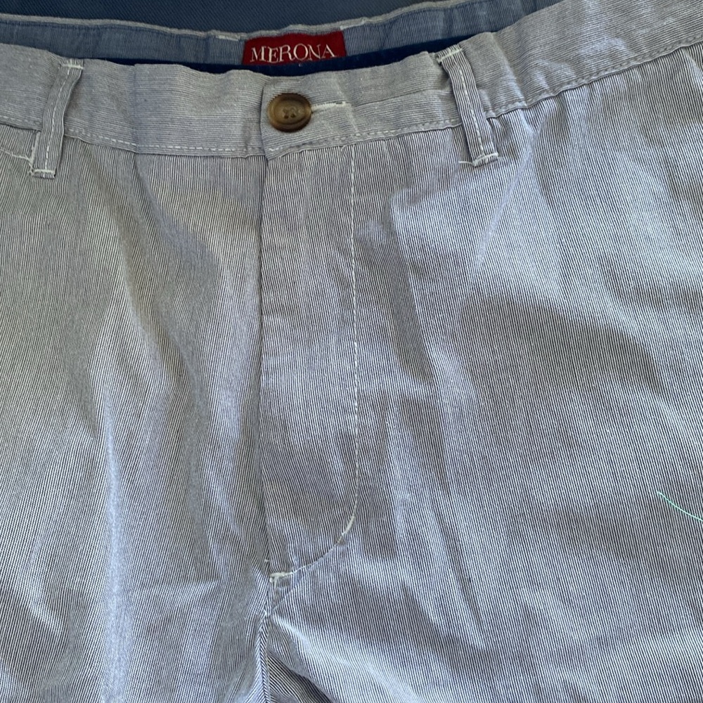 Merona Men's Blue/White Striped Chino Shorts Size 36 - Picture 3 of 11